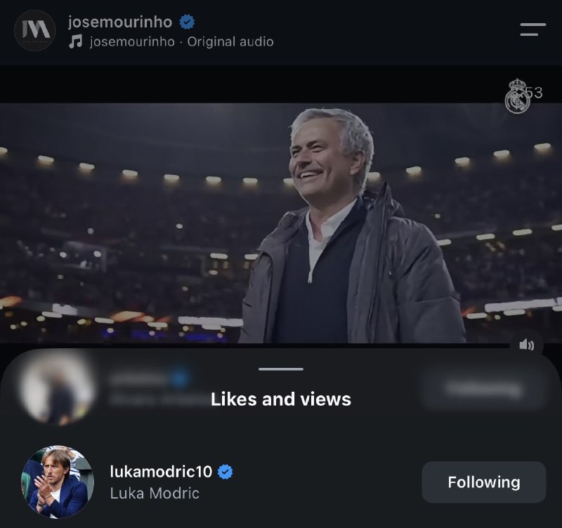 رئال مادرید توییت | Real Madrid Tweet: 📲 کروس و مودریچ، پست اینستاگرامی مورینیو را لایک کردند. 🤍@Real_Madrid_Tweets