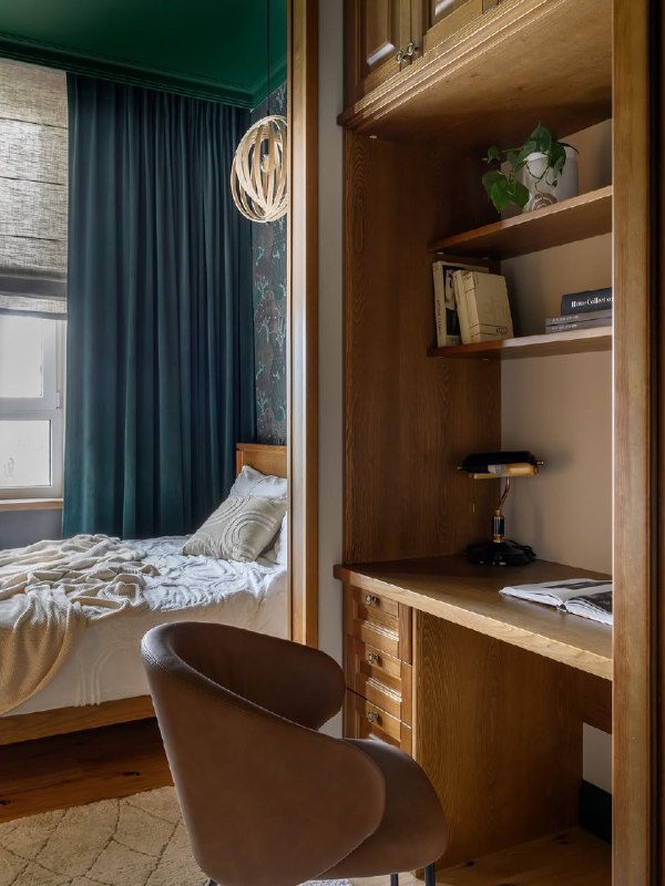 Квартира для молодой девушки-студентки. Её пожелания к интерьеру включают использование темно-зелёного цвета, деревянной фактуры и живых растений. ... - изображение 8 - квартира, молодой, девушки