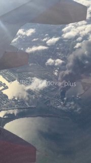 St. Petersburg is burning, seen from an airplane.