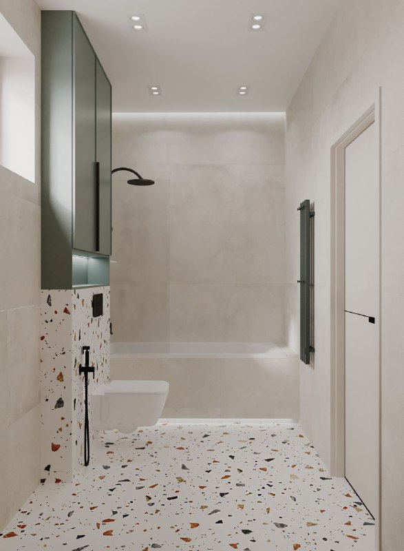 Тёплая ванная с терракотовыми акцентами и гардеробная завершают наш проект домвсочи Уютная ванная с яркой акцентной стеной из терракотовой плитки и... - изображение 2 - ванная, зеркалом, плавающая