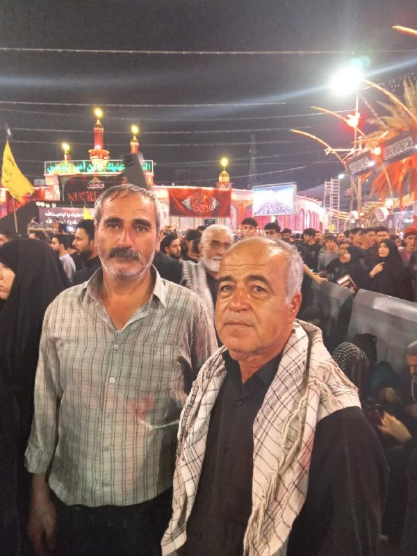 کانال شیره جین: آقای کربلایی خلیل مردانی و آقای کربلایی حسین حمامی در بین الحرمین اربعین امسال.و نونهال عزیز کربلایی رونیا حاجی رمضانی ن