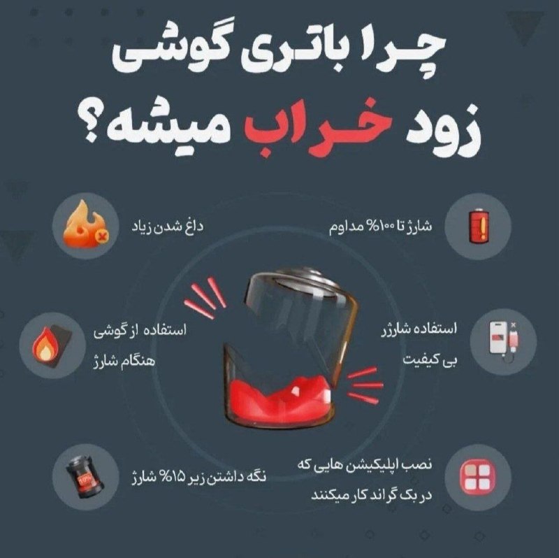 صدای دلفان: ۶ کاری که ممکنه باتری گوشیت رو نابود کنه!@mobile_saeid_delfan
