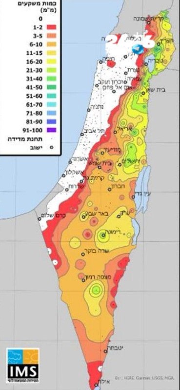 🇮🇱 סיכום האירוע: את סיכום הכמויות גשם של החלק החם של המערכת אפשר לראות במפה המצורפת. השיאנית זה נחל משושי…