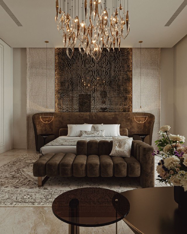 Neo-Classical Master Bedroom From the polished marble floors, to the golden accents, to the soft richness of velvet textiles every detail whispers ... - изображение 4 - studio, neo, classical