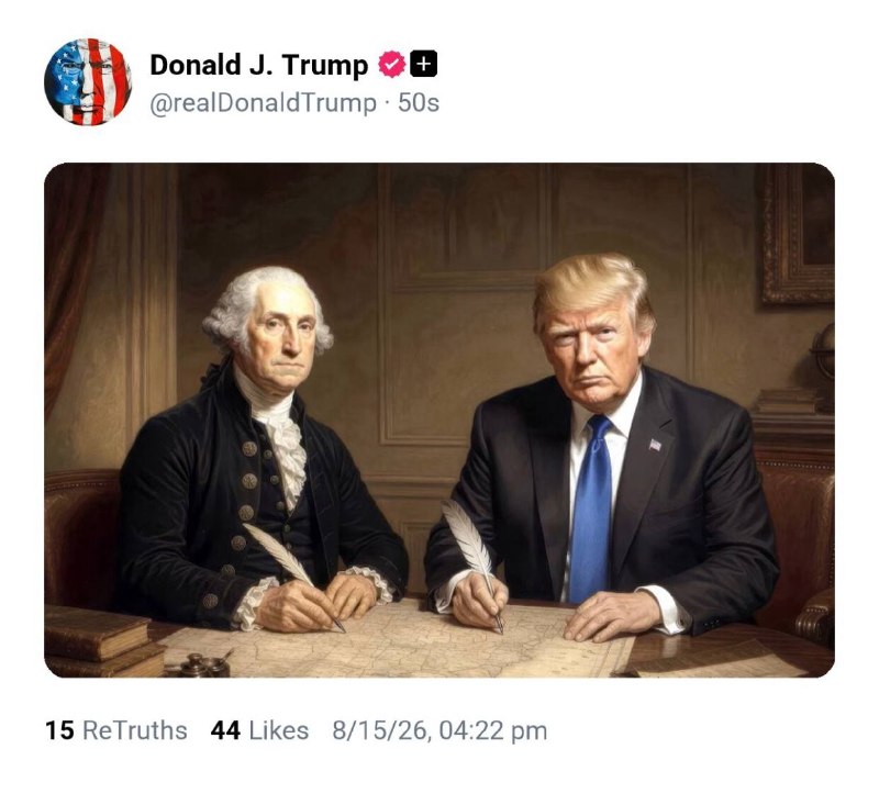 🇺🇸 עוד פוסט של טראמפ, הפעם עם ג'ורג' וושינגטון בלי סוס&33;