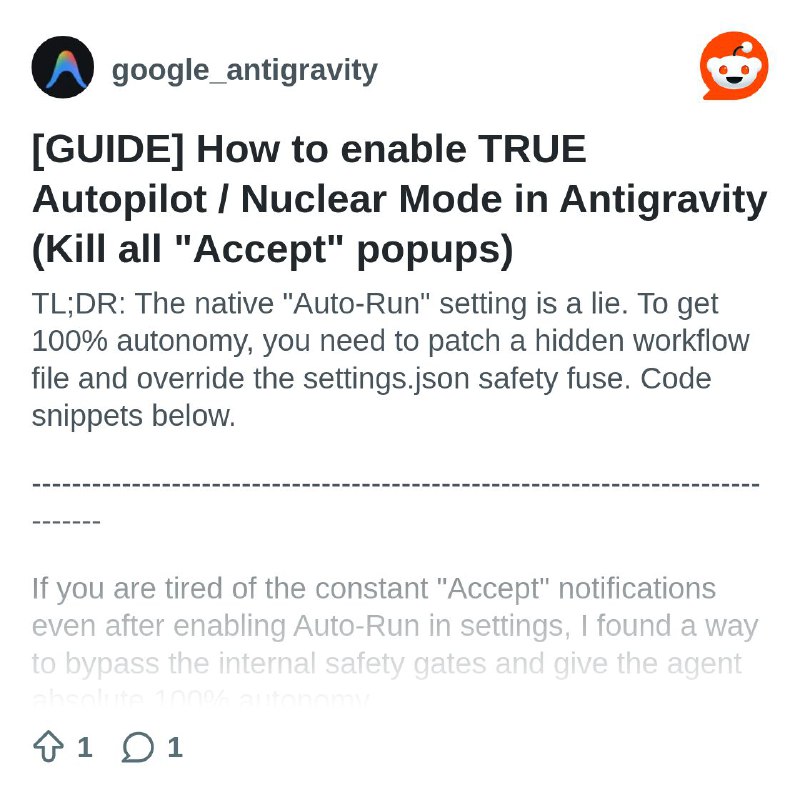 From the google_antigravity community on Reddit