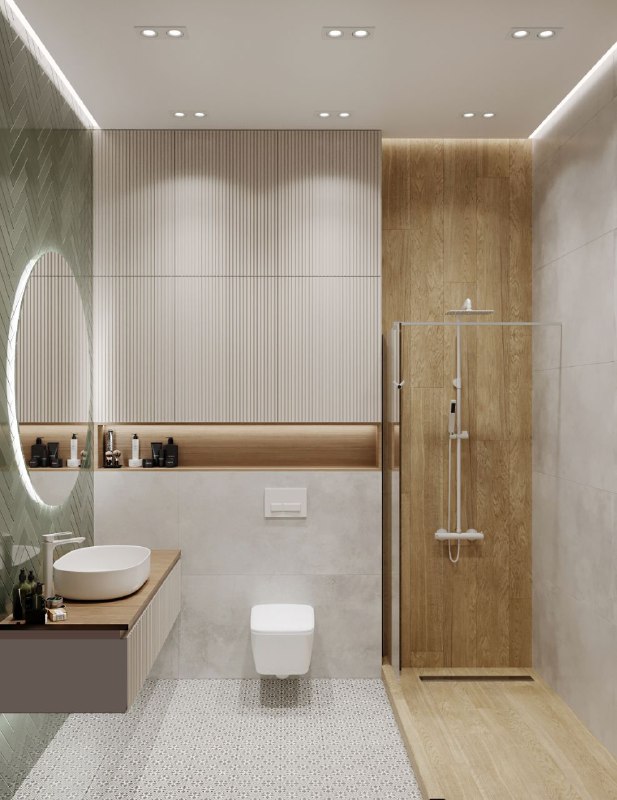 Продолжаем показывать проект домвсочи сегодня гостевая и душевая Гостевая 11,9 кв.м - терракотовый диван на фоне оливковой акцентной стены, тёплый ... - изображение 7 - гостевая, душевая, интерьер