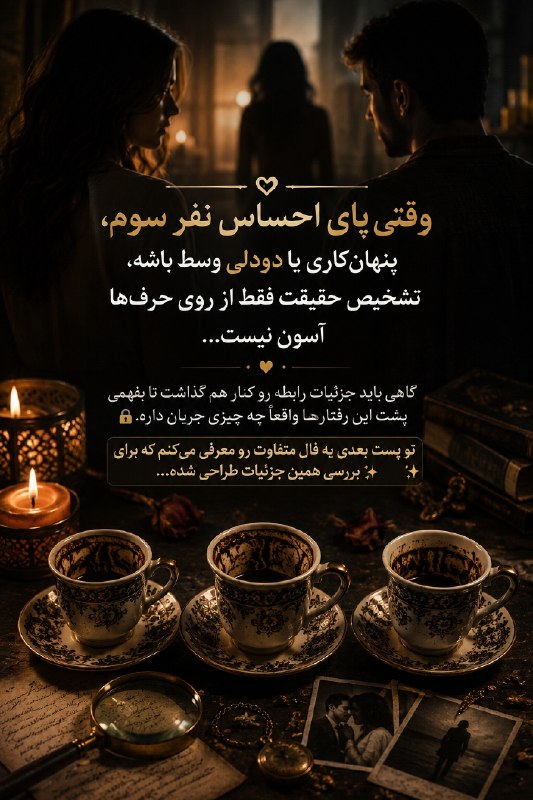 آینده بینی: 💌 وقتی پای احساس نفر سوم، پنهان‌کاری یا دودلی وسط باشه، تشخیص حقیقت فقط از روی حرف‌ها آسون نیست…گاهی باید جزئیات رابطه ر