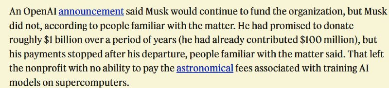 当年 @elonmusk 想控制 OpenAI ，被拒绝后选择了撤资