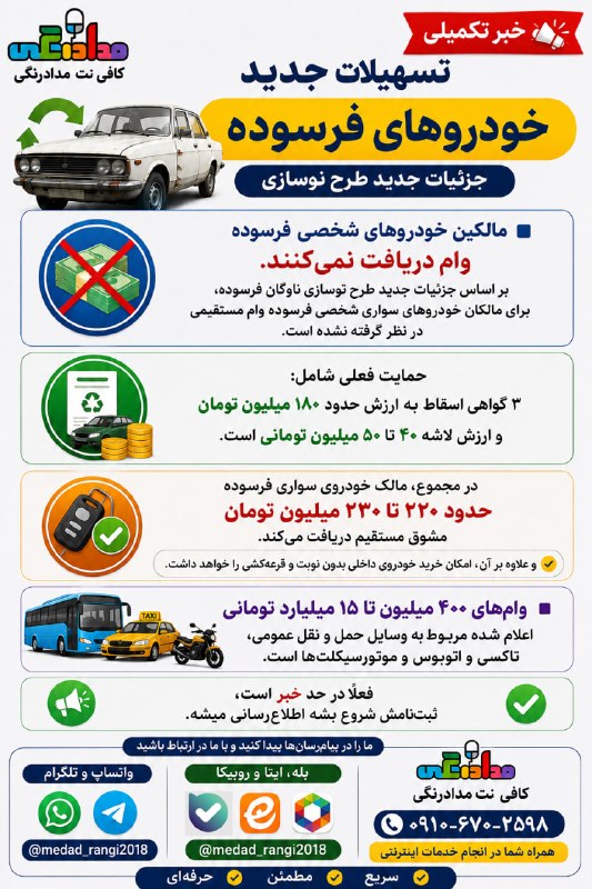کافی نت آنلاین مداد رنگی: اگر خودروی فرسوده داری، قبل از هر اقدامی این خبر رو ببین!برخلاف بعضی خبرهایی که درباره وامهای سنگین خودروهای فرسوده منت