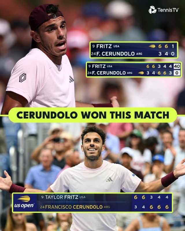 ورزش سه varzesh3: ‼️شگفتی در نیویورک!⚡️ حذف ناباورانه فریتز توسط سروندولو🎾 فرانسیسکو سروندولو با جبران شکست در دو ست ابتدایی، تیلور فریتز