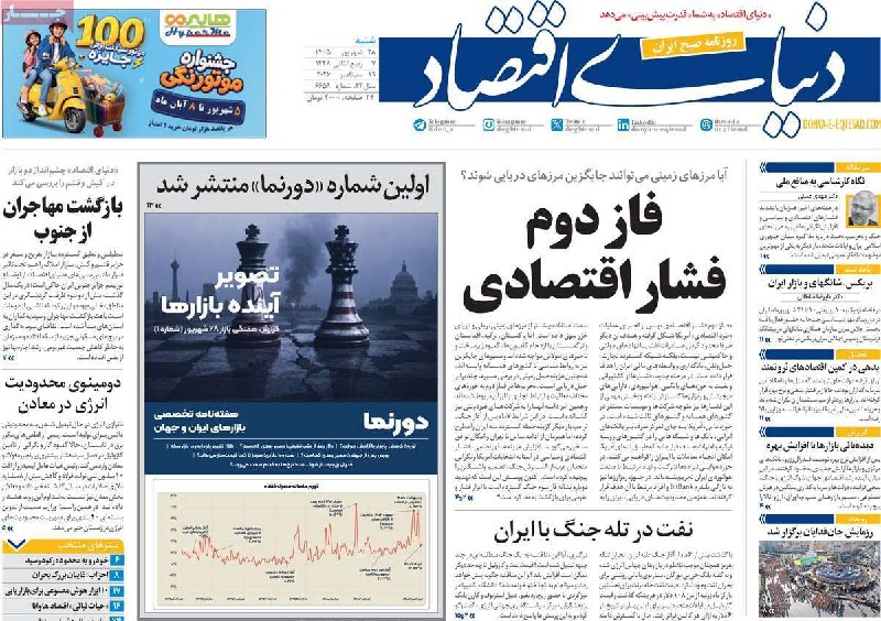 The front page of the newspapers on Saturday September 28, 1405