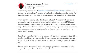 Возможно, один фанат уже скоро поиграет в GTA VIВ декабре один из сотрудников Ubisoft обратился к Rockstar Games с просьбой дать поиграть в GTA VI его родственнику больному раком, который является большим поклонником серии и может не дожить до релиза игры.