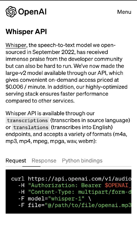 Whisper 也有 API 了，每分钟4分钱人民币，也很便宜，语音转文本，方便后续做翻译/总结等处理