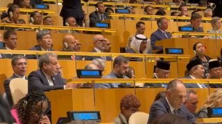 🎦 The presence of Iraqichi, the Minister of Foreign Affairs of the Islamic Republic of Iran, and the accompanying delegation at the opening speech of the 80th session of the General Assembly by Antonio Guterres, Secretary General of the United Nations.