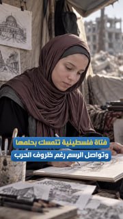 فنانة فلسطينية تواصل الرسم في خيمة النزوح بغزة