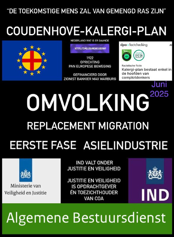 “De toekomstige mens zal van gemengd ras zijn.” Coudenhove-Kalergi-plan Volgens DPA factcheckers bestaat dit alleen in h...