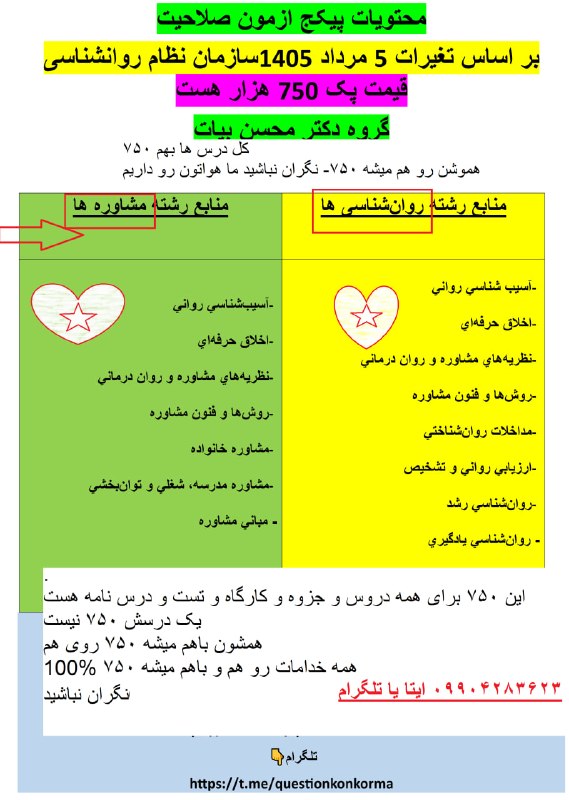 مقاله، پایان نامه، رساله، کتاب، استخدامی.مشاوره کنکوری: 📄 محتویات پکیج آزمون صلاحیت (بر اساس تغییرات ۵ مرداد ۱۴۰۵ سازمان نظام روانشناسی)قیمت کل پکیج: ۷۵۰ هزار تومانگروه دکتر مح