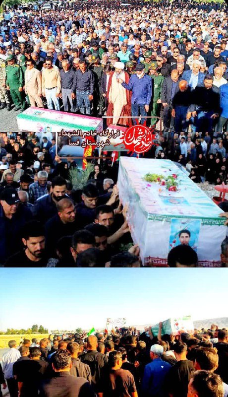 اخبار فارس: ♦️مراسم تشییع و تدفین پیکر مطهر شهیدان والامقام محمدرضا بادرام ،مهدی صاحب دوست و قاسم فیروزی در شهرستان فسا و روستای سنا