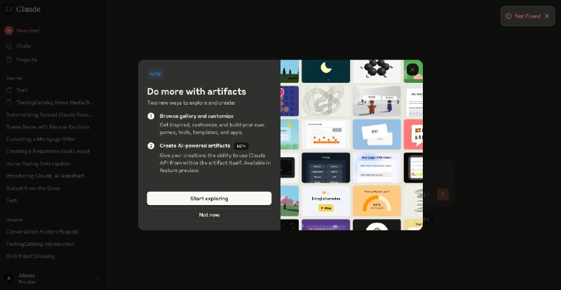 Anthropic 吃完专业 AI IDE（Claude Code）还不算也要搞 Vibe Coding 了Claude 的 Artifacts 即将更新#ai创造营#你马上就可以在 Claude 浏览其他人用 Artifacts 制作的热门网页创意了另外支持直接在 Artifacts 里面自动调用 Cluade API，你可以用 Cluade 创建 AI 前端应用