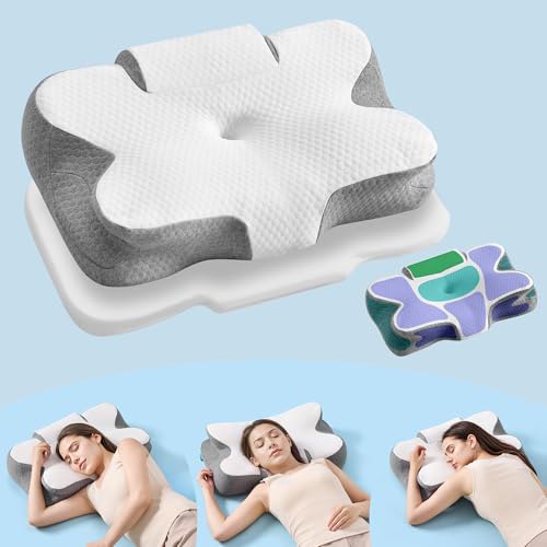 SONGMICS ergonomisches Nackenkissen höhenverstellbar Memory Foam für Seitenschläfer Rückenschläfer & Bauchschläfer