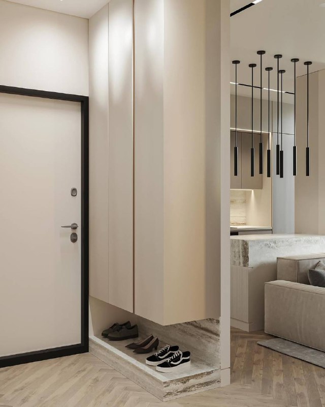 Прихожая и кухня-гостиная с одного проекта в шикарной цветовой гамме. Дизайнер - Ксения Костарная - изображение 8 - прихожая, кухня, гостиная