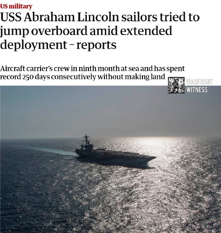 ️🇺🇸 The Guardian: הצוות של USS אברהם לינקולן מתמודד עם דאגות גוברות לגבי התנאים והבריאות הנפשית לאחר שביל…