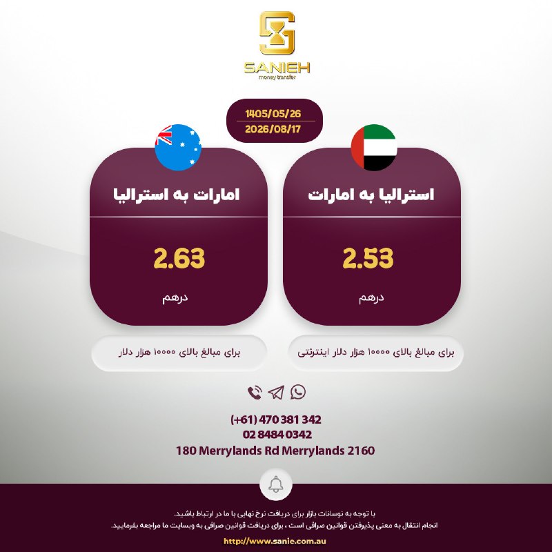 Sarafi Sanieh صرافی ثانیه: 📱 تلگرام | 📱 واتساپ | 📱 اینستاگرام | 🌐 وبسایت | 📱 آدرس