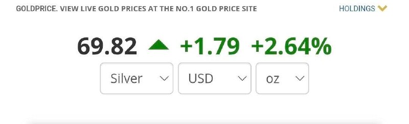 قیمت لحظه ای دلار طلا خودرو: 💲 نقره یک قدم مانده تا 70 دلار!@Dolar_403