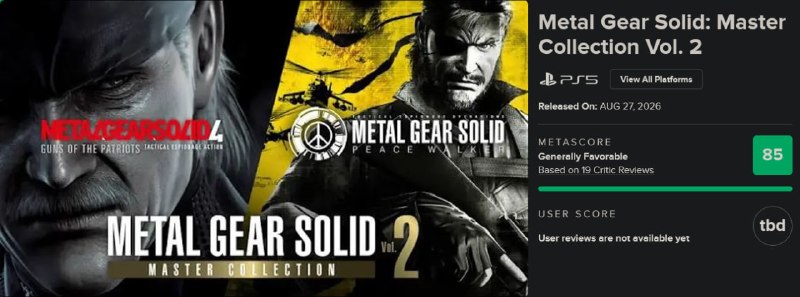 پارسی گیم ️: نمره های بازی Metal Gea Solid Master Collection Vol 2 منتشر شد10 - VGC9 - DayOne9 - Noisy Pixel9 - DualShockers9 - CGMag
