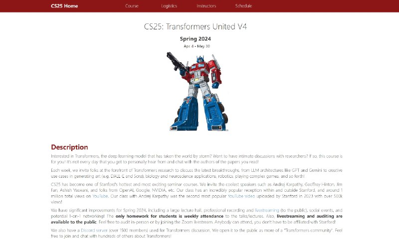 斯坦福大学CS25课程将会向所有人开放，你可以通过Zoom接入直播参与课程