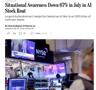 Aschenbrenner's AI Hedge Fund Is Forced to Liquidate Its Public Stock Book After a 67 Percent Monthly Loss
