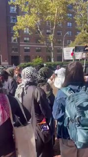 The student demonstration from Columbia University in New York, today, October 7, calling to make the intifada global.