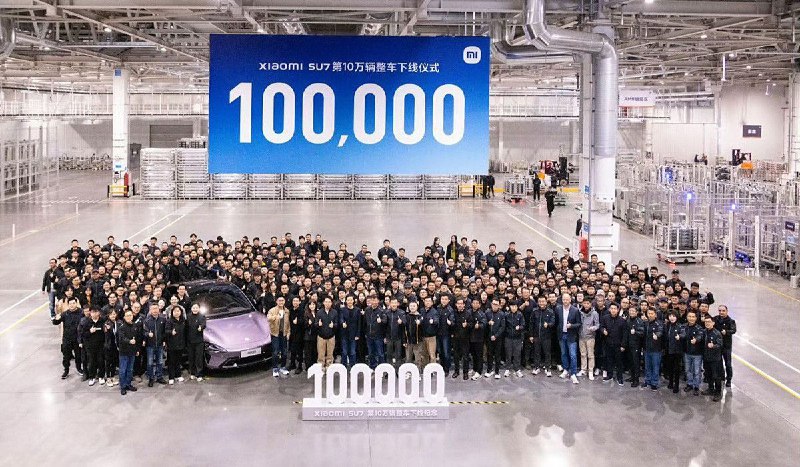 Хiaomi отчиталась о выпуске 100-тысячного электрического седана SU7