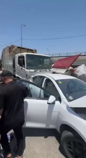 תאונת שרשרת בכביש מוחמד אלקאסם ליד תחנת דלק חאן אלקילני