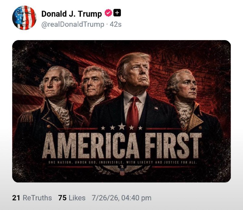 🇺🇸‼️סבב הפוסטים החדש יצא לדרך, הפעם הוא מיקם את עצמו ליד האבות המייסדים של אמריקה&33;