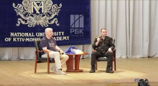 Former Ukrainian military intelligence chief and current Head of the Presidential Office Kyrylo Budanov declined to comment on why the Ukrainian icebreaker Noosphere is depicted in artwork illustrating his military operations. Responding to a question, he simply said, “I can’t,” offering no further explanation.