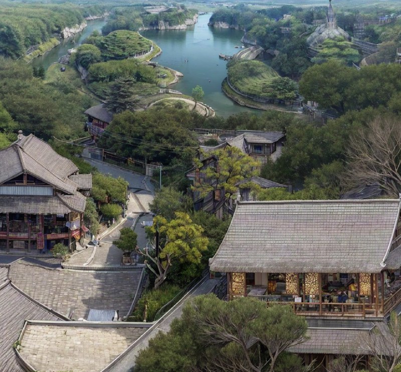用 AI 将《清明上河图》重新绘制为真实照片质感的全景图片 