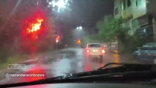 הצפת כבישים ציבוריים במאזנדראן בעקבות גשמי סוף הקיץ