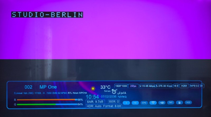 ماهواره استور: فید دوم مسابقات بوندسلیگای آلمان 📡 Eutelsat 16A @ 16.0°E📶 11103 H 7200🎬 1920×1080 | H.264/AVC📊 4:2:0 | 14.90 Mb/s🆔 MP On