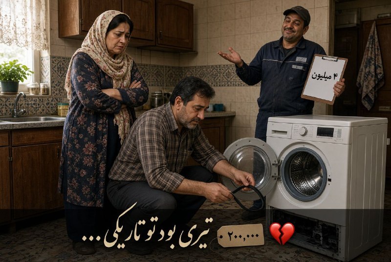 توئیتر داغ خبری (اخبار جنگ ایران وآمریکا ): 🔸امروز یکی نوشته بود:ماشین لباسشوییم خراب شد، از یه اپلیکیشن معروف تعمیرکار آوردم.دو دقیقه نگاه کرد، یه آهی کشید و گفت: