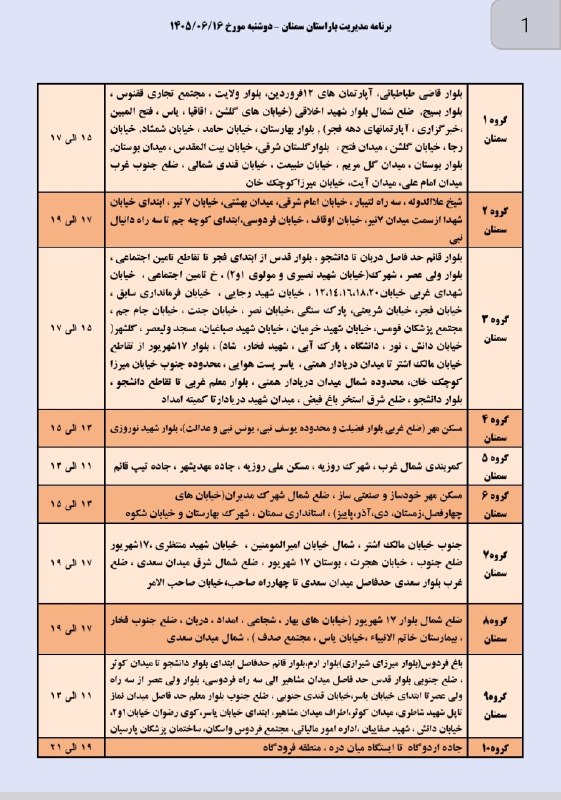 نیازمندی ها و مشاغل سمنان: خاموشی (قطعی برق) برنامه مدیریت بار دوشنبه ۱۶ شهریور ماه شهرستان سمنان𝒄𝒉𝒂𝒏𝒏𝒆𝒍➣ @niazmandiha_semnan#نیازمندی_مشاغل_سمنانخ