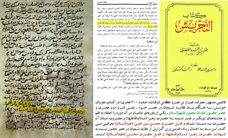 أللَّھُـمَــ ؏َـجـِّل لِوَليِّكَْ ألـْفَرَج: 📜 سند تاریخی کهن از عقیده شیعه به شهادت حضرت زهرا سلام‌الله‌علیها و شهادت حضرت محسن علیه‌السلام به اعتراف علمای عامهضرار