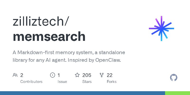 GitHub - zilliztech/memsearch: A Markdown-first memory system, a standalone library for any AI agent. Inspired by OpenClaw.