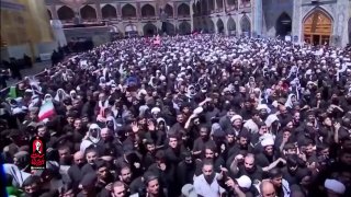 כרגע סיסמאות אנטי-אמריקאיות של הנוכחים בטקס התפילה על גופו הקדוש של מנהיג המהפכה ההרוג במקדשו של אמירול מומ…