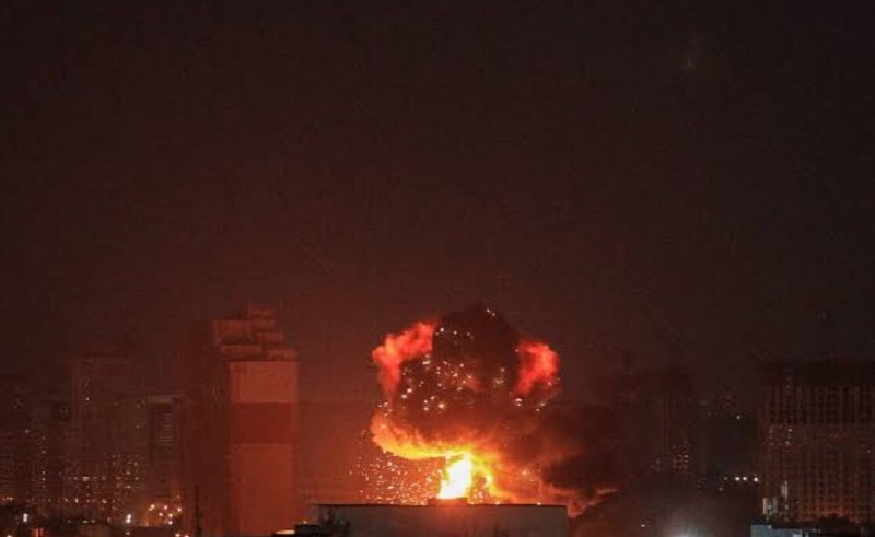 The occurrence of several explosions in the capital of Ukraine.