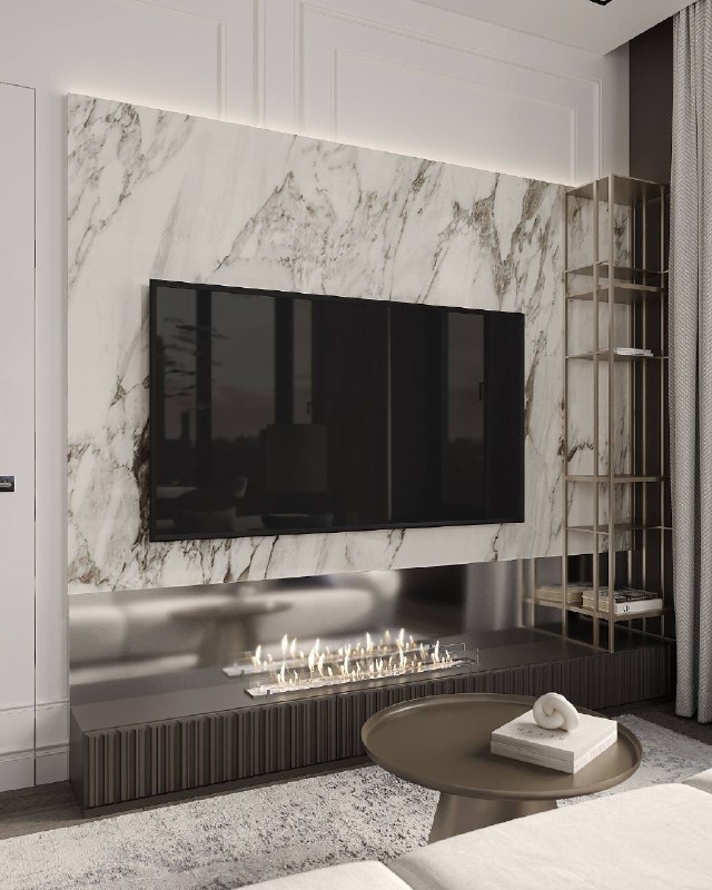 Телевизор не должен существовать как черное окно в неизвестности на вашей стене Мы собрали для вас несколько вариантов ТВ-зон из наших проектов каж... - изображение 5 - панелью, стеллажом, камином