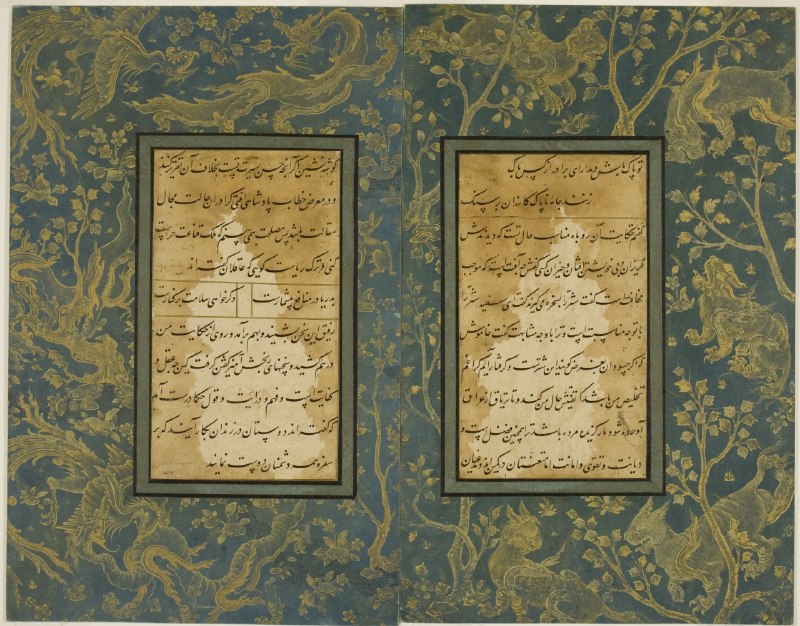 🖌️ زریــن قلــم: گلستان سعدیبا تشعیر نفیس کتابت سلطان‌علی مشهدیملقب به قبلةالکتّاباواخر قرن نهم