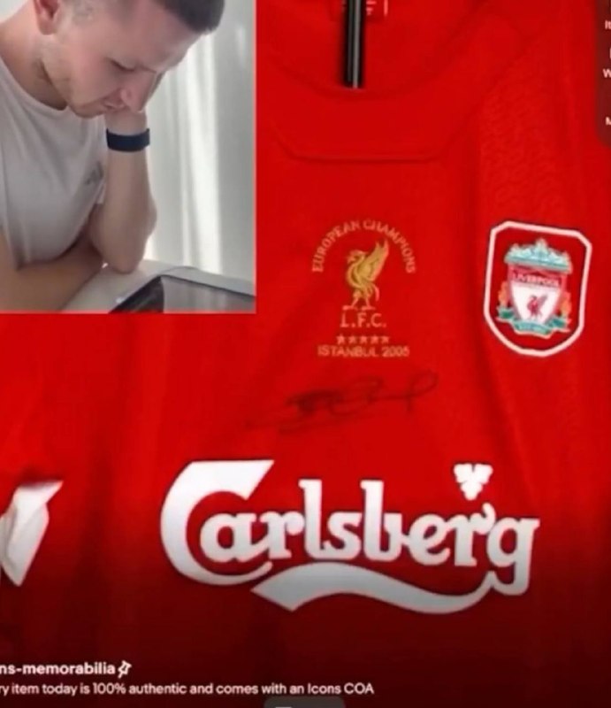 لیورپول ایران | LIVERPOOL: 🚨آدام وارتون برنده مزایده پیراهن امضاشده جرارد (مربوط به فینال استانبول) شد. 👀🔴 @Liverpooliran