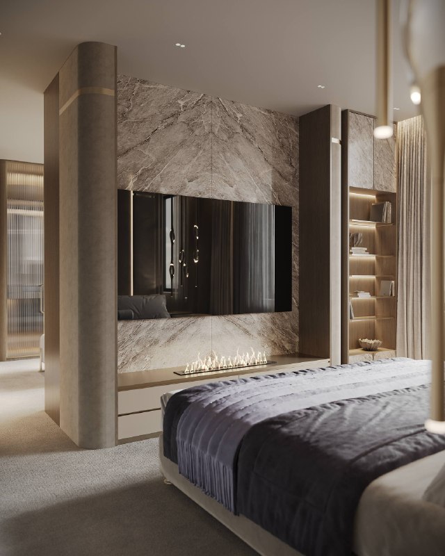 5 трендовых интерьерных решений в спальне нашего проекта в ЖК Событие 3 1. Мягкое изголовье с подсветкой Изголовье выполнено в форме мягких волн ре... - изображение 6 - решений, спальне, изголовье